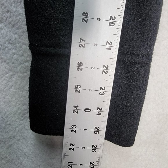 Kimchi Blue Black Wool Ruffled Button High Neck Classic Warm Pea Coat Jacket - Picture 8 of 15